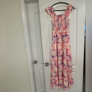 EUC Sunday Up Floral Maxi Dress With Batwing Sleeves